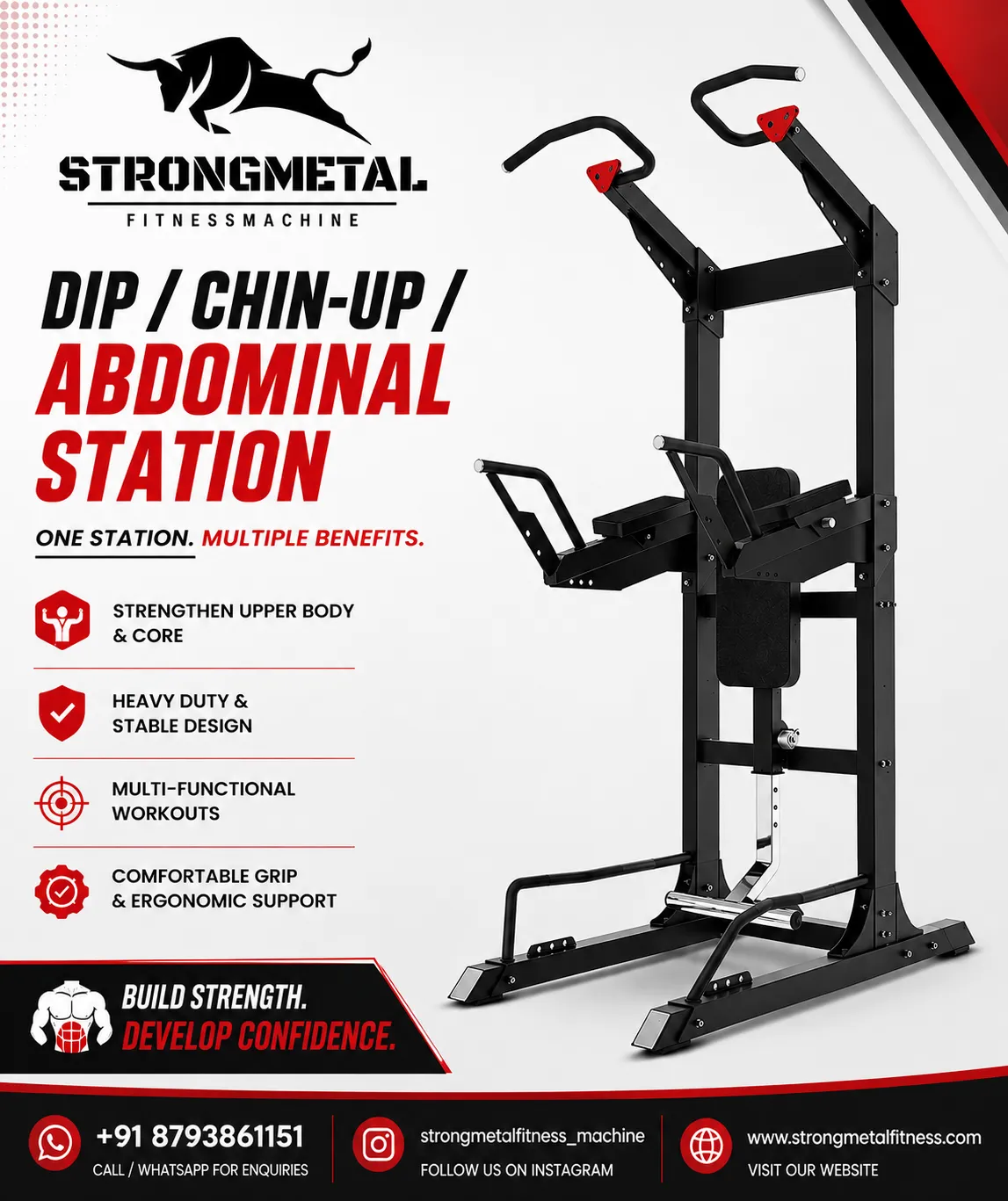 Dip Chin-Up Abdominal Station | Commercial Gym Equipment | Pune, Maharashtra