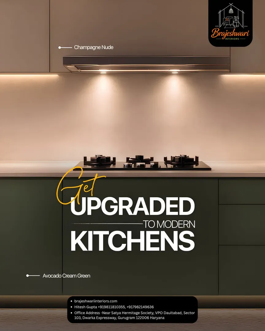 Elevate your home with a stunning modular kitchen upgrade from Brajeshwari Interiors! ✨