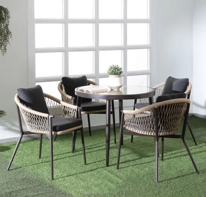 Woven Rope Outdoor Dining Collection for Modern Spaces | Divine Oakwood