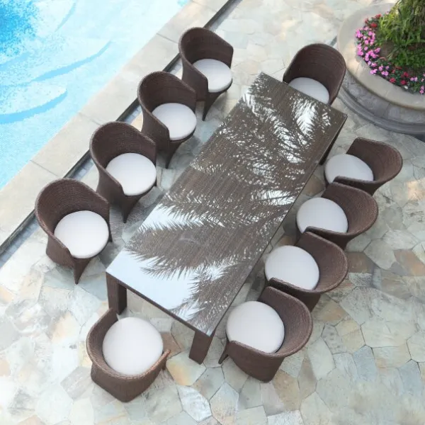 Luxury 10-Seater Outdoor Dining Set for Hotels, Resorts & Villas | Divine Oakwood