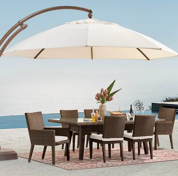 Luxury Outdoor Dining Umbrella Set for Resorts & Hospitality Spaces | Divine Oakwood