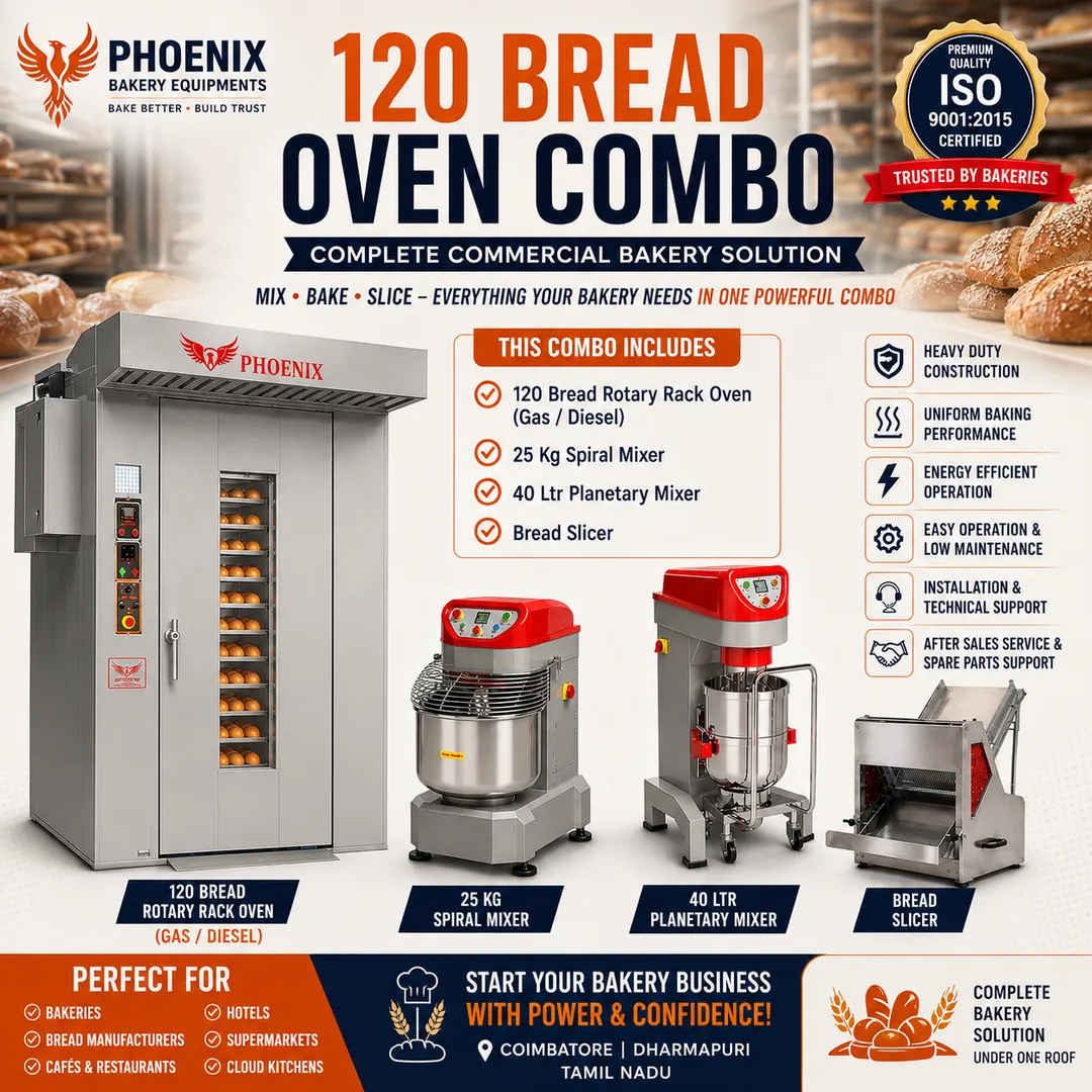 DIESEL & GAS ROTARY RACK OVEN COMBO OFFER| PHOENIX BAKERY EQUIPMENTS COIMBATORE & DHARMAPURI