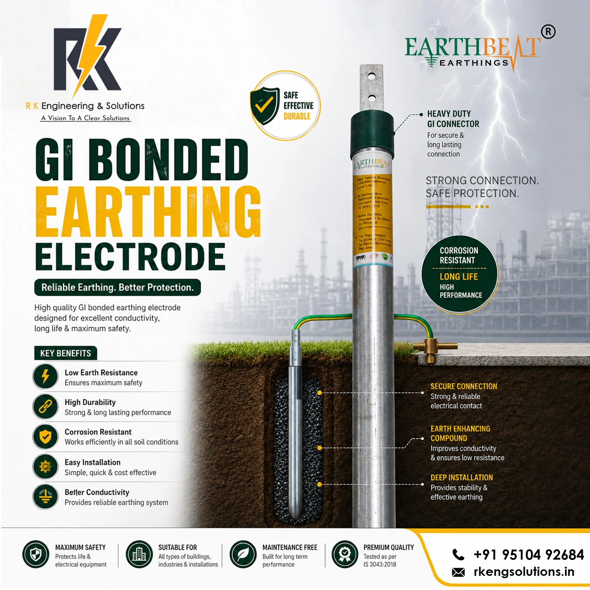 GI Earthing Electrode Manufacturer in Ahmedabad | R K Engineering