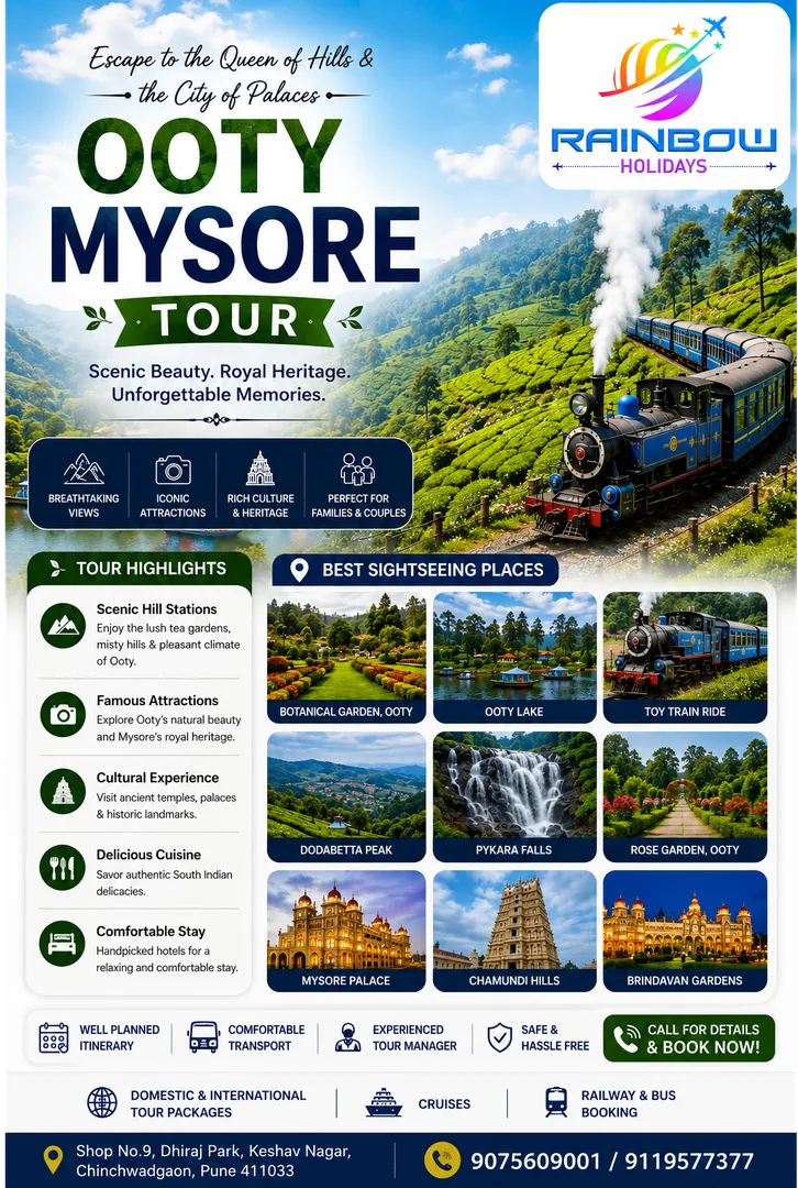 Ride Through the Hills, Explore Royal Palaces — Ooty & Mysore Awaits!