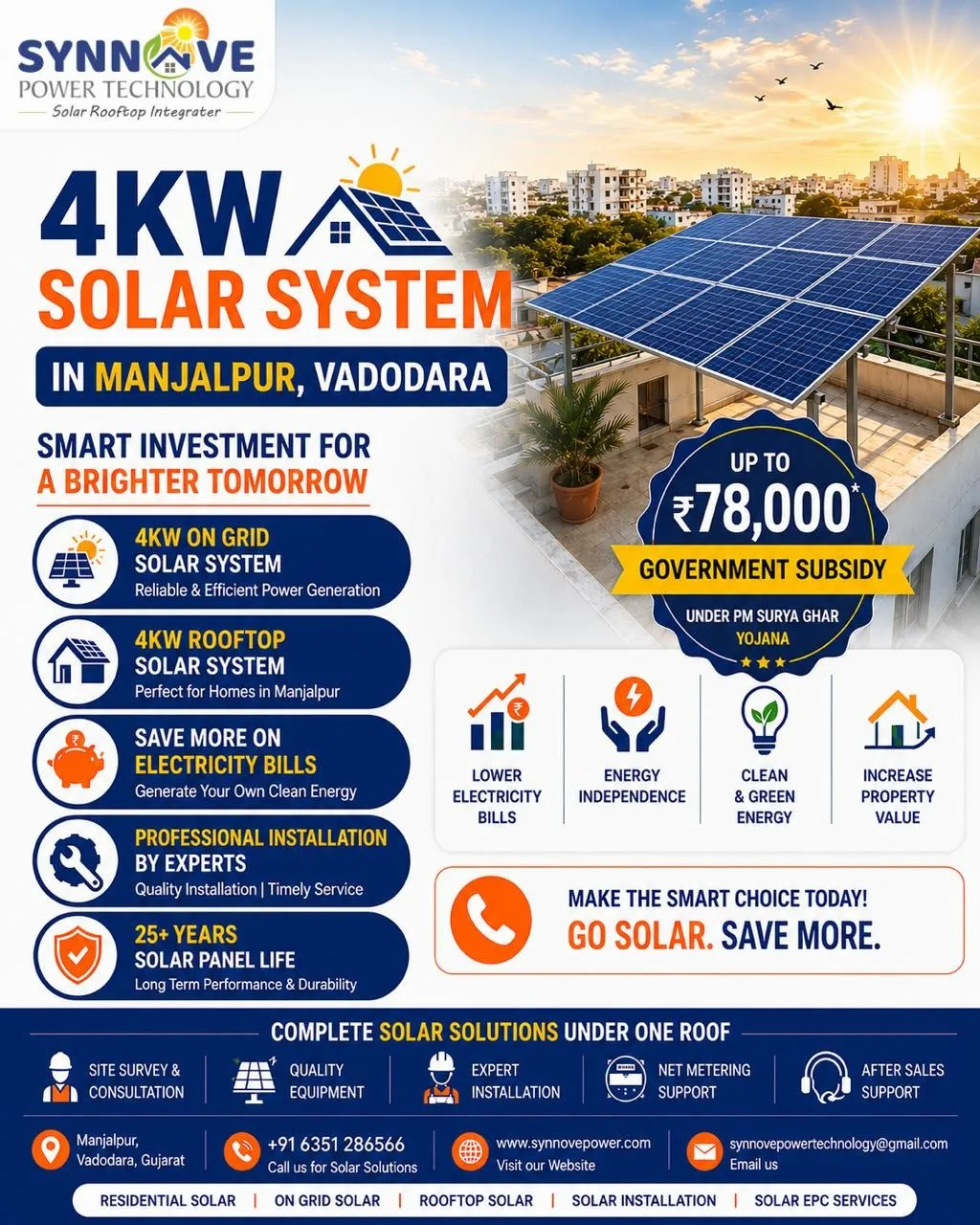 4 KW Solar System in Manjalpur, Vadodara