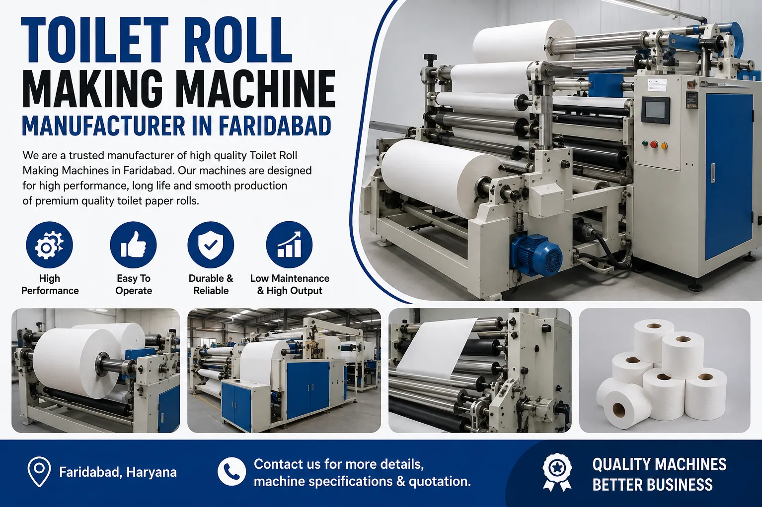 Toilet Roll Making Machine Manufacturer in Faridabad