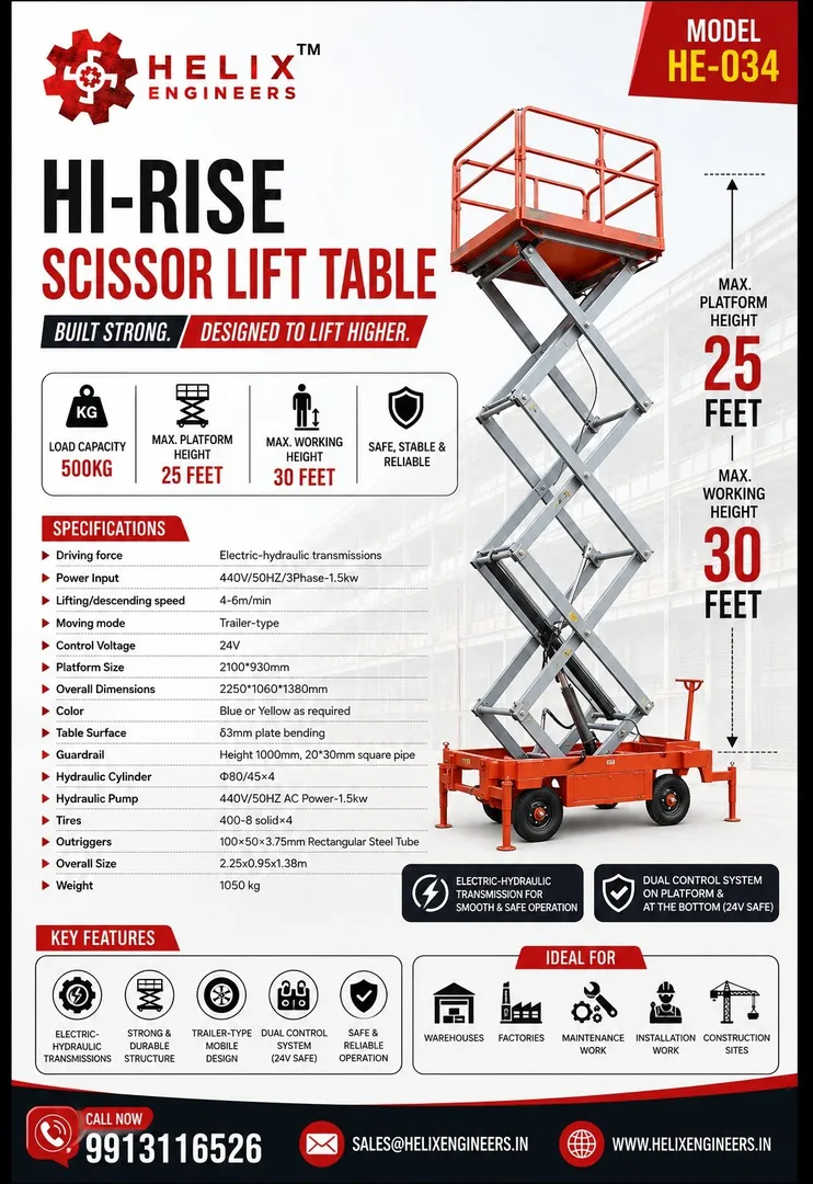 Hydraulic Scissor Lift Supplier in Chennai – Manufacturer | Helix Engineers