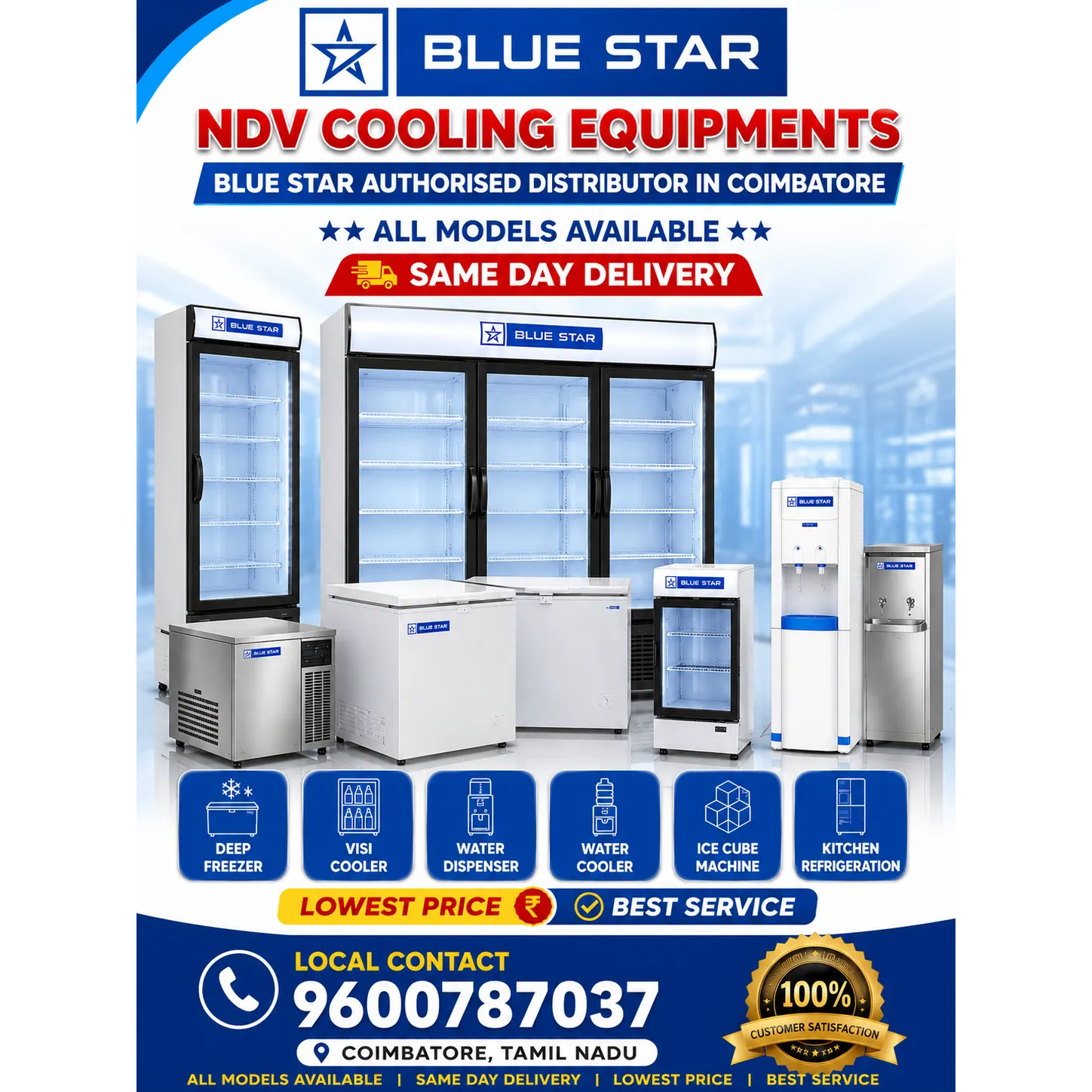 Ndv Cooling Equipments | Blue Star Authorised Commercial Deep Freezer Distributor In Coimbatore