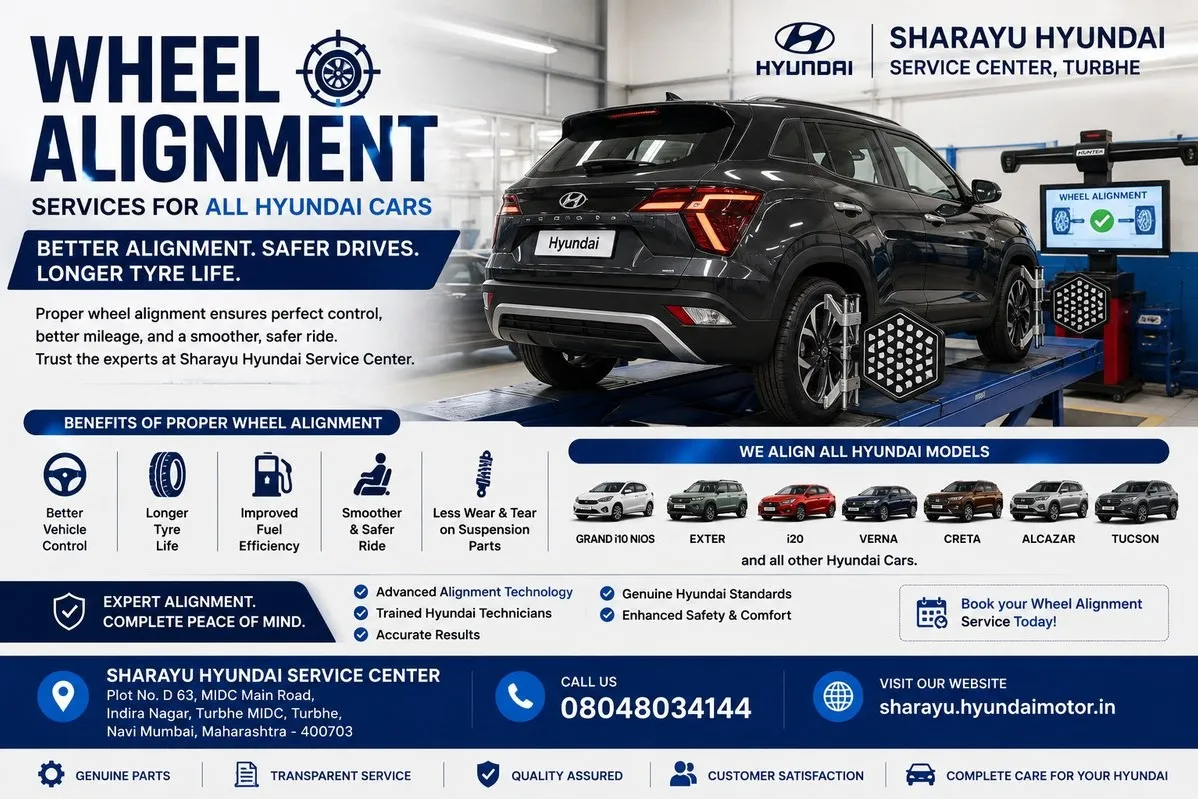 Hyundai Wheel Alignment Service in Navi Mumbai | Sharayu Hyundai Turbhe|Sanpada|Kopar Khairane