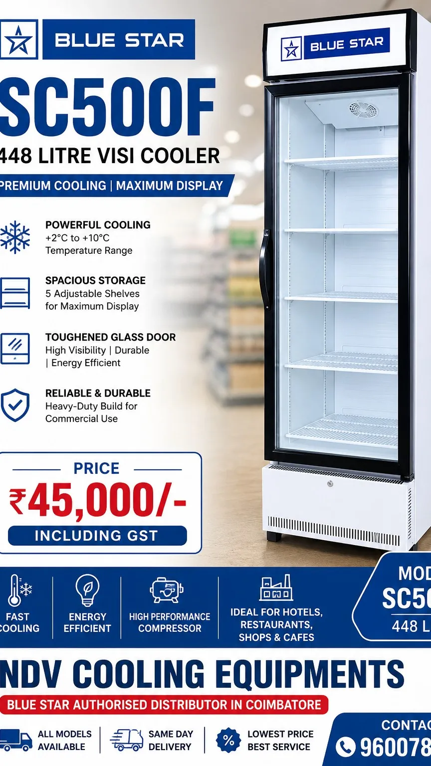 Ndv Cooling Equipments | Blue Star Authorised Commercial Visi Cooler Distributor In Coimbatore