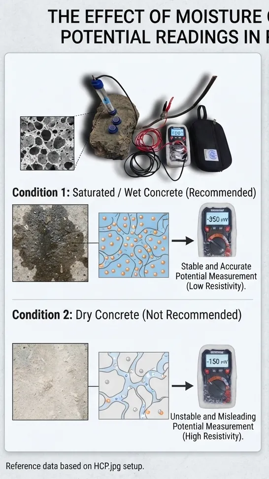 Why Does Moisture Content Matter in Half-Cell Corrosion Potential Readings?