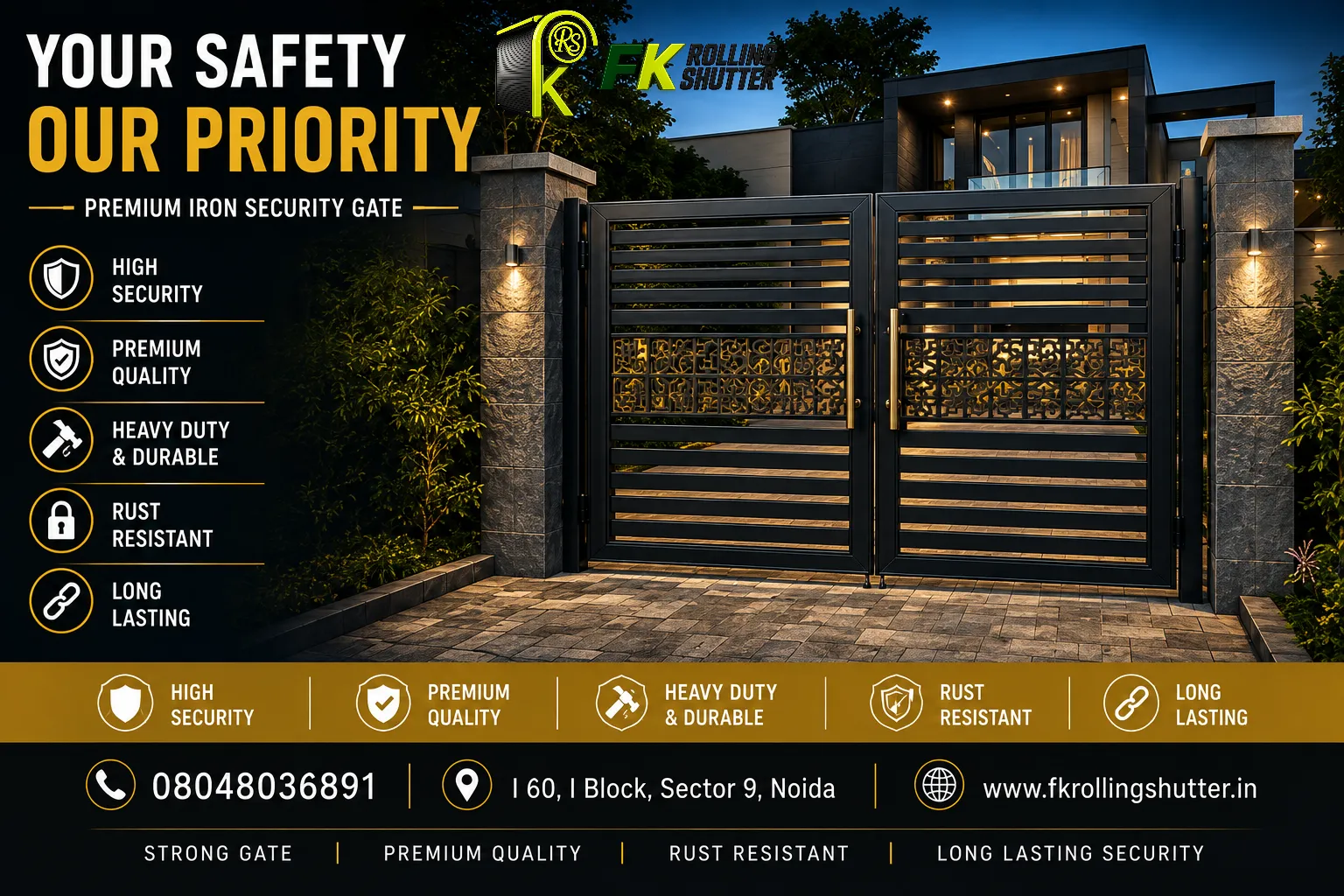 MS Security Gate Manufacturer in Noida Sector 9