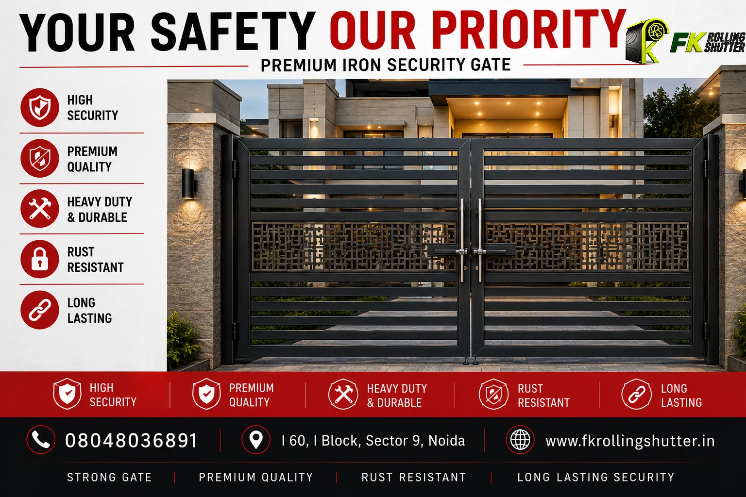 MS Security Gate Manufacturer in Noida Sector 8