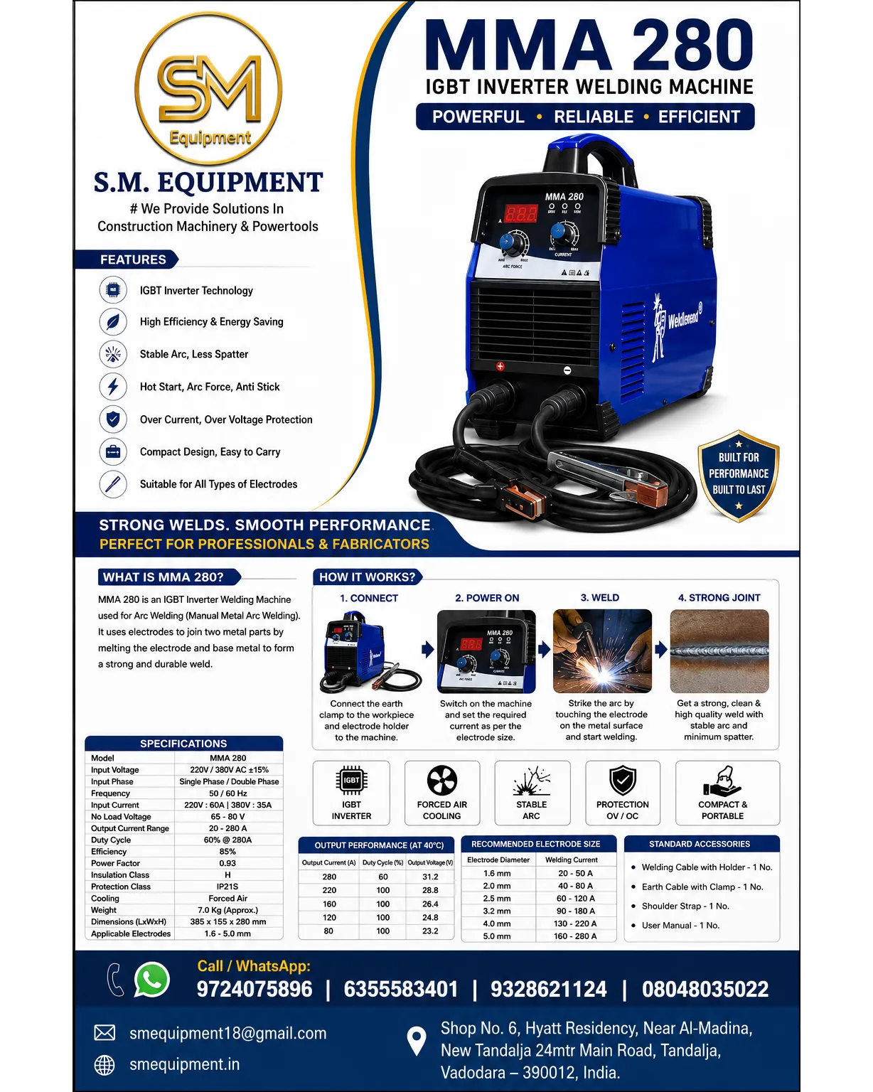 MMA 280 IGBT Inverter Welding Machine | Arc Welding Machine | S.M. Equipment
