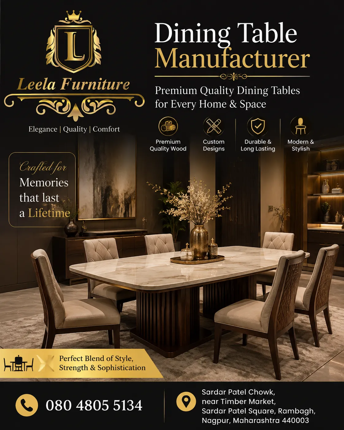 Dining Table Manufacturer in Nagpur – Leela Furnitures