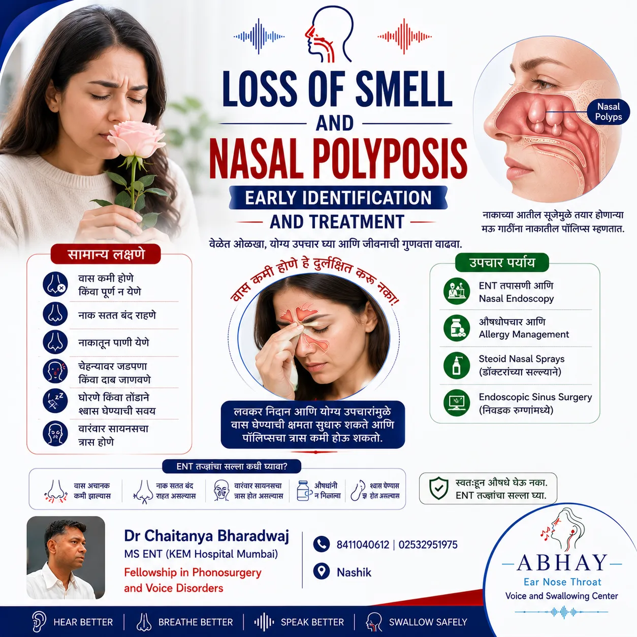 वास कमी होतोय? नाकातील पॉलिप्सची लक्षणे, निदान आणि उपचार | ENT Specialist in Nashik