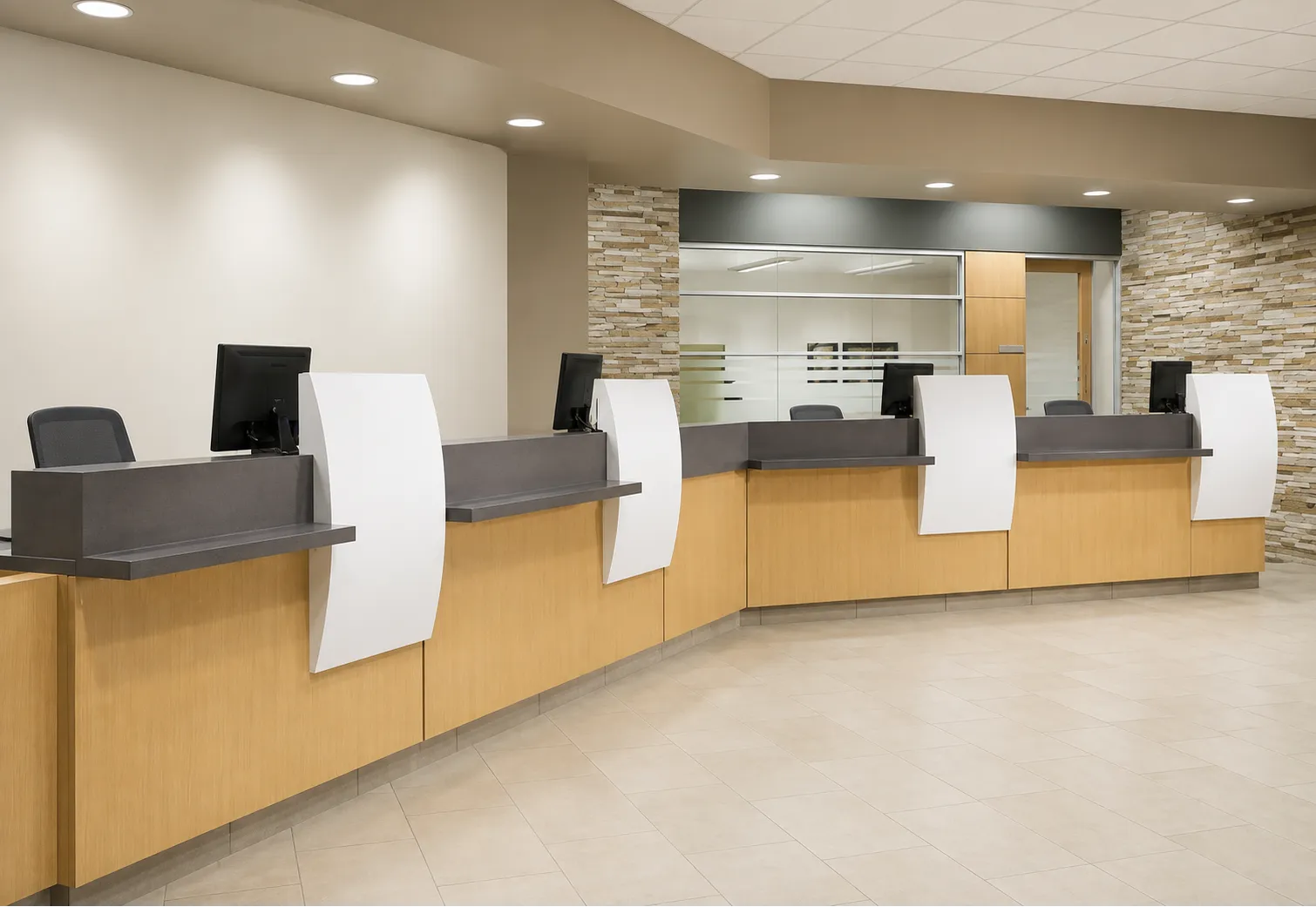 Bank Reception and Customer Service Counter Interior Design