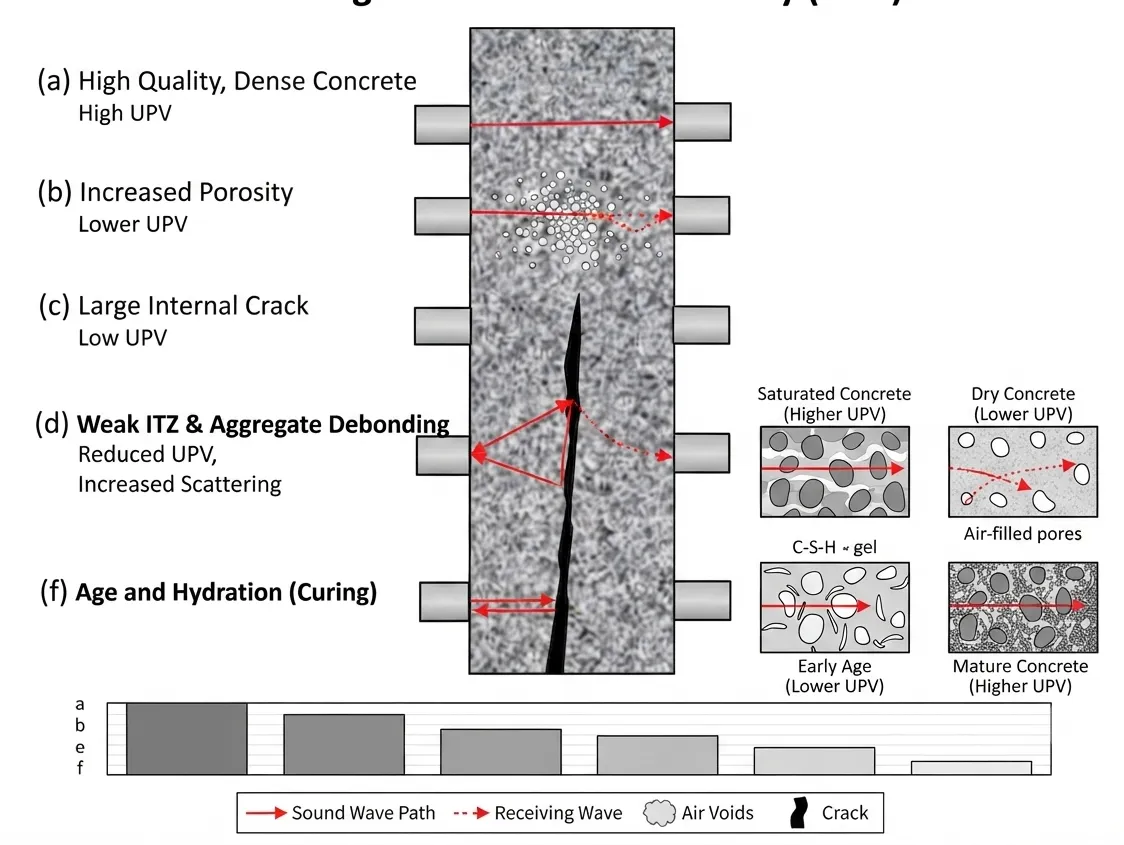 Effect of Concrete Quality and Microstructure on Ultrasonic Pulse Velocity