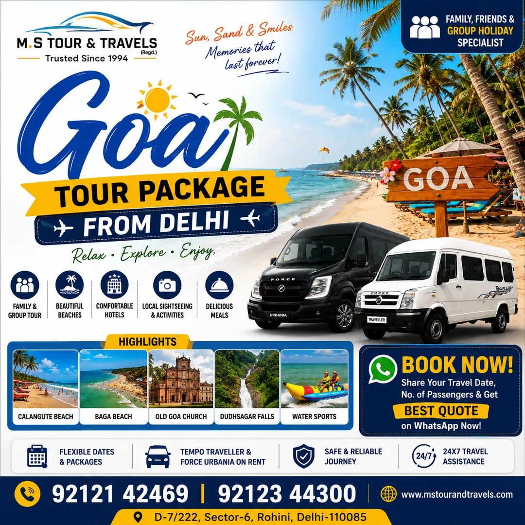 Goa Tour Package from Delhi | family, friends और group travellers | MS tour and travels