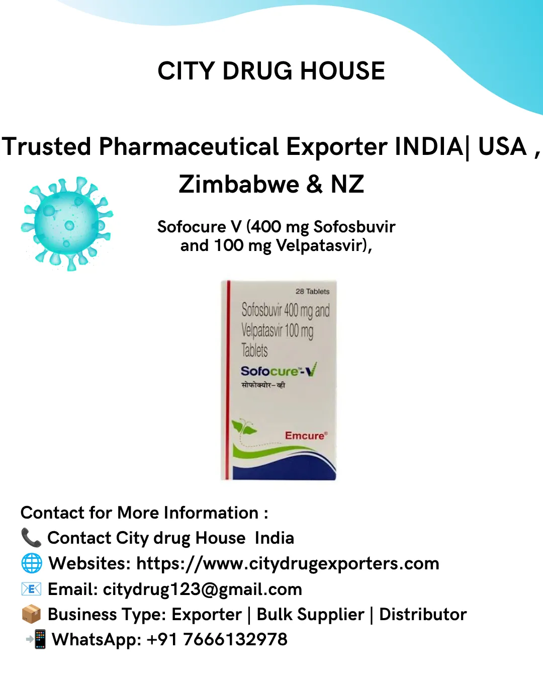 Sofocure V Exporter to USA, Zimbabwe & NZ | City Drug House INDIA