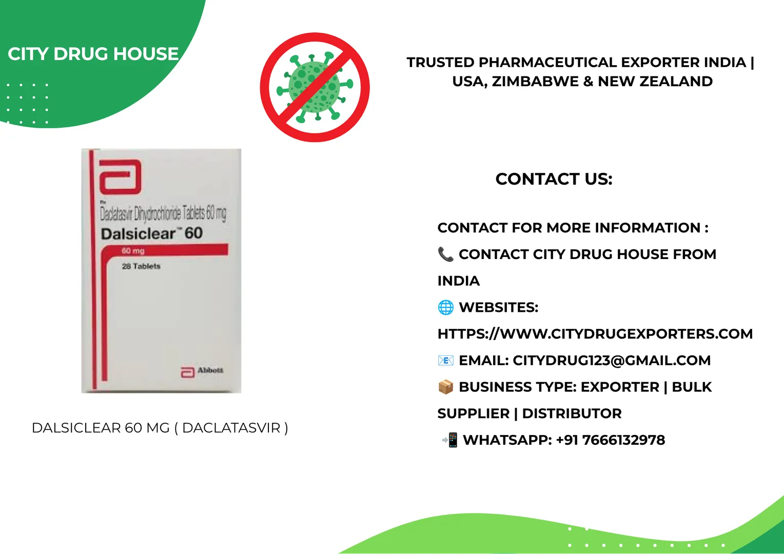 Dalsiclear 60 mg ( Daclatasvir ) | Global Pharma Exporter