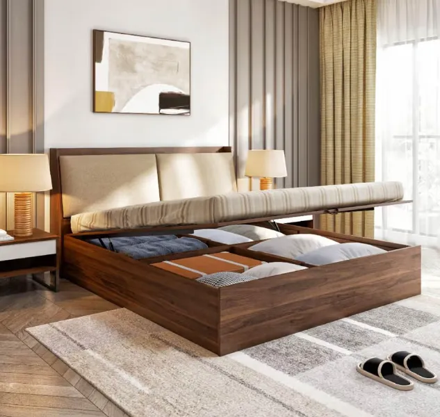 Storage Bed with Upholstered Headboard | Custom Furniture Manufacturer in Delhi
