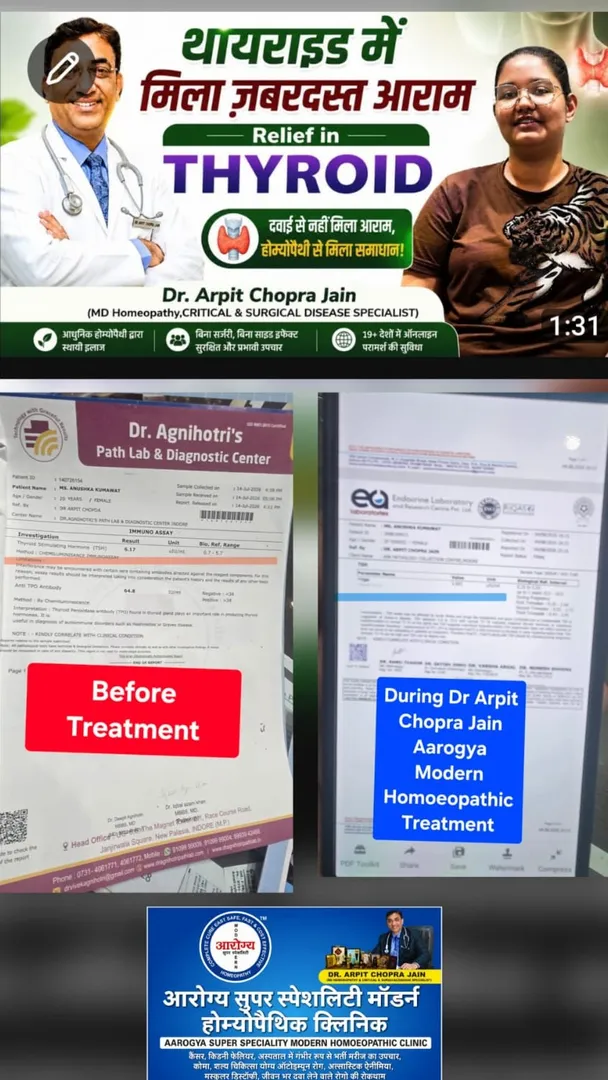 Hypothyroidism हाइपोथायरायडिज्म से मिली राहत,मरीज ने साझा किया अनुभव -Dr Arpit Chopra Jain Aarogya S...