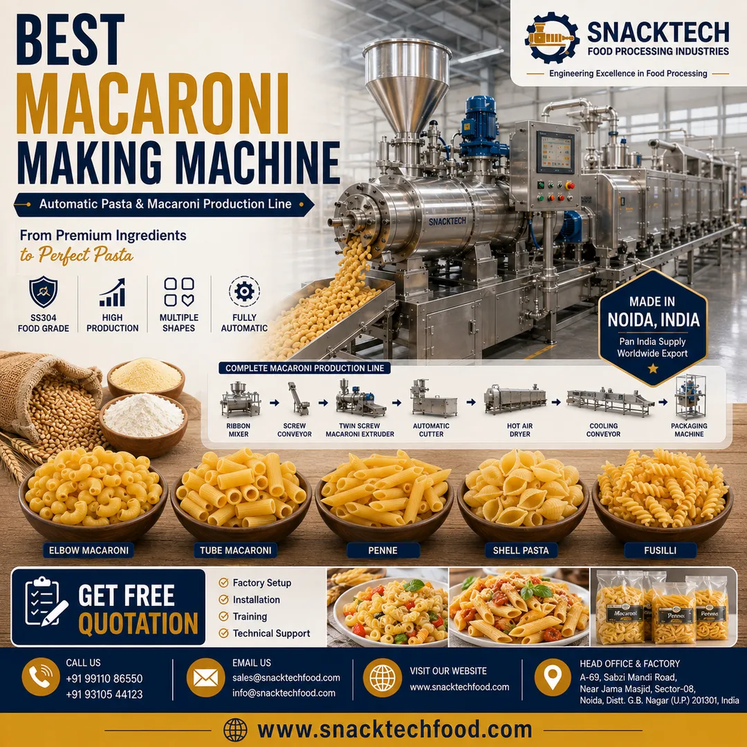 Best Macaroni Making Machine Manufacturer in India | Automatic Pasta Macaroni Processing Plant | Noi