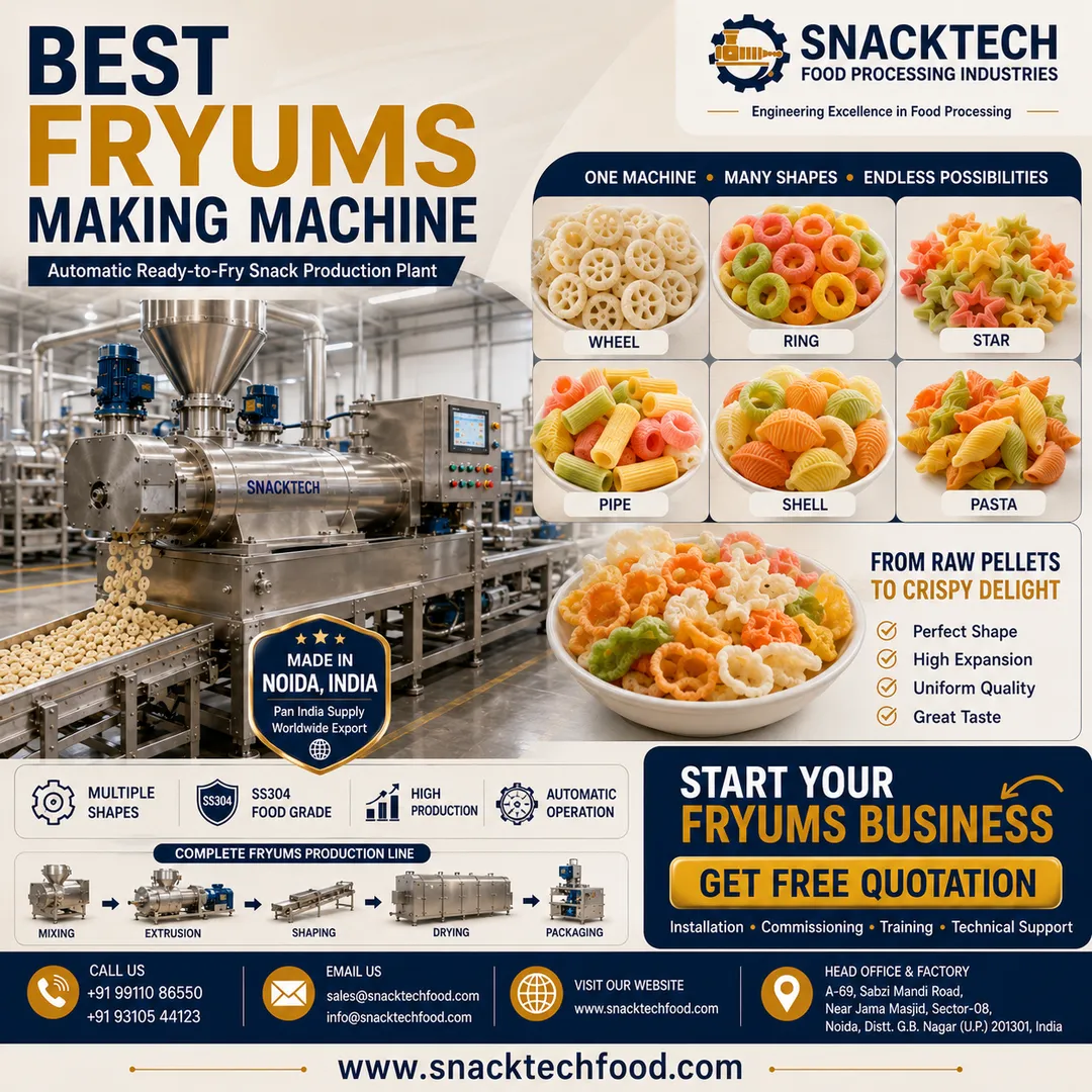 Best Fryums Machine Manufacturer in India | Automatic Fryums Making Machine