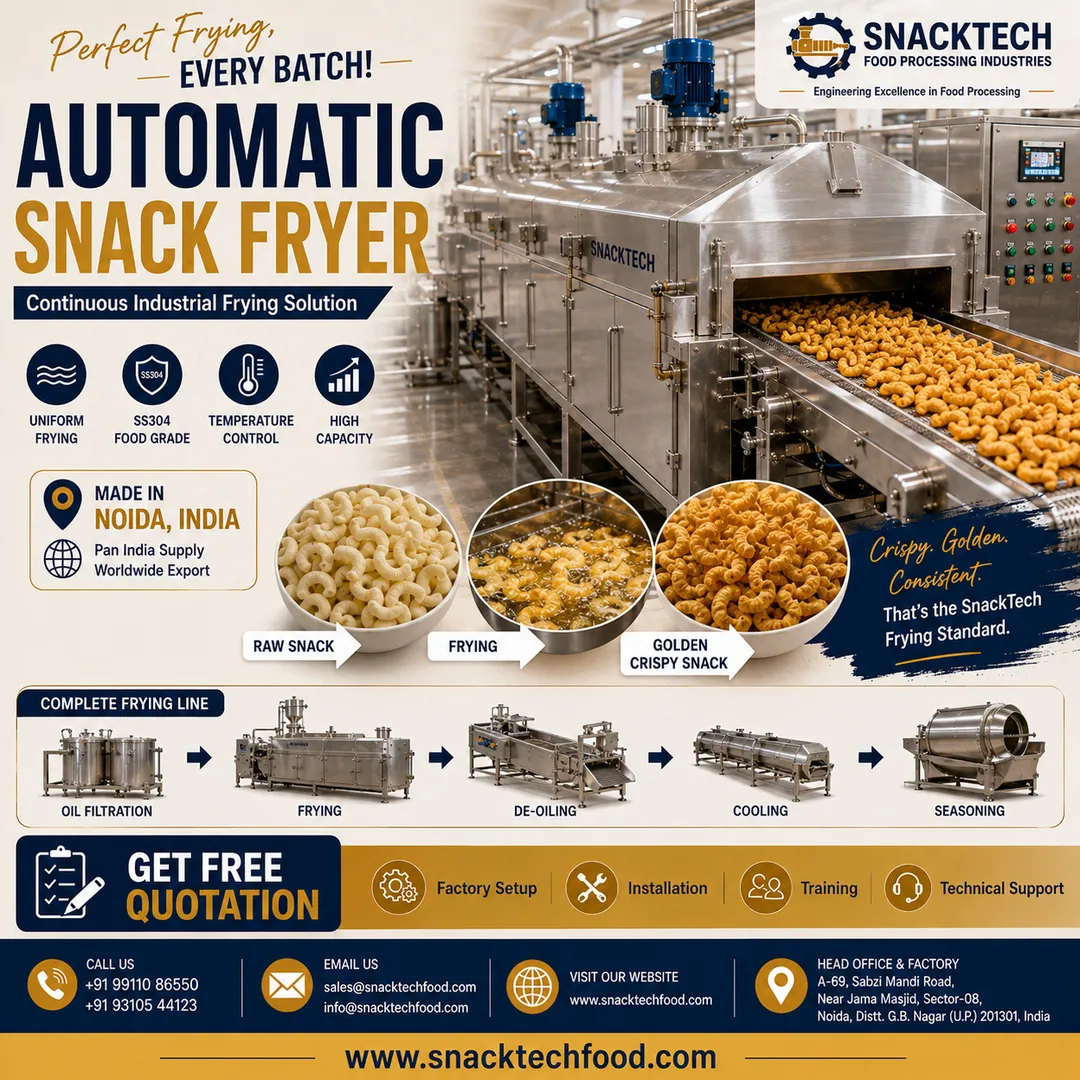 Best Snacks Fryer Manufacturer in India | Automatic Industrial Snack Fryer | Noida