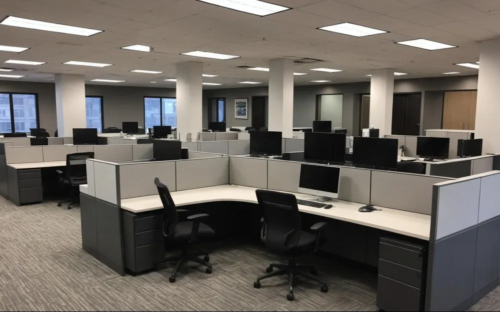 Before and After Installing Linear Modular Office Cubicles
