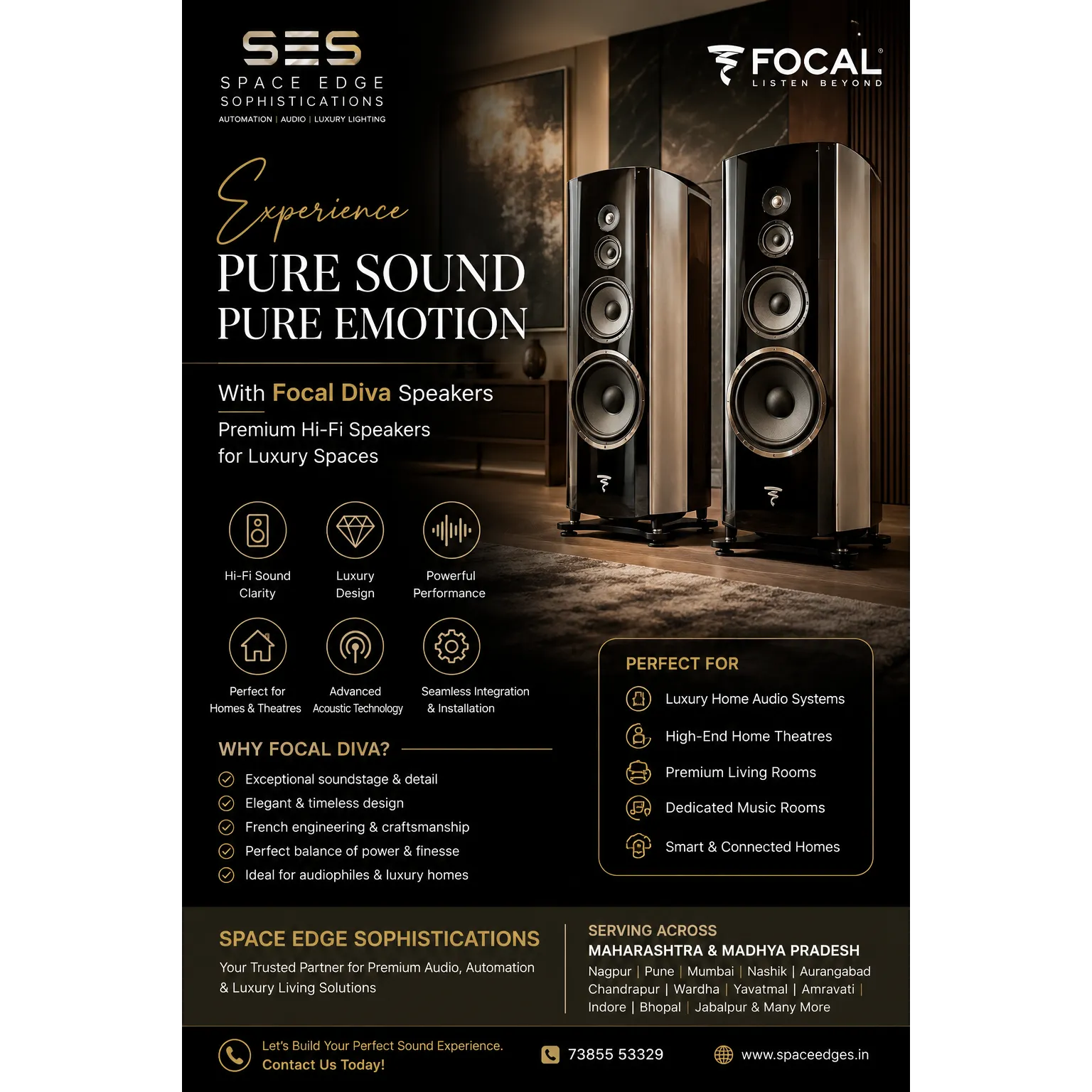 Focal Diva Speakers – Premium Hi-Fi Sound for Luxury Spaces | Space Edge Sophistications