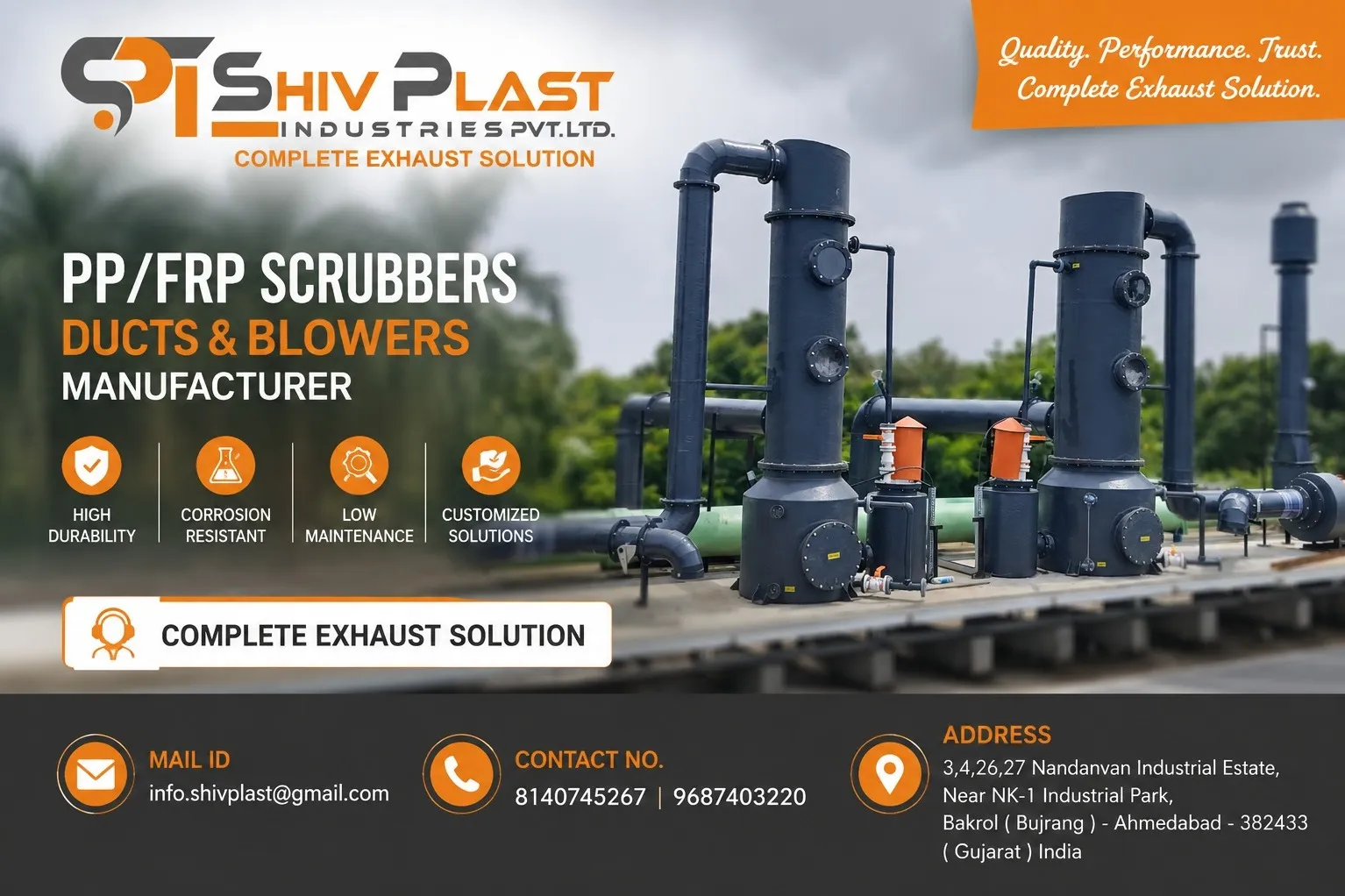 PP FRP Scrubber, Duct aur Blower