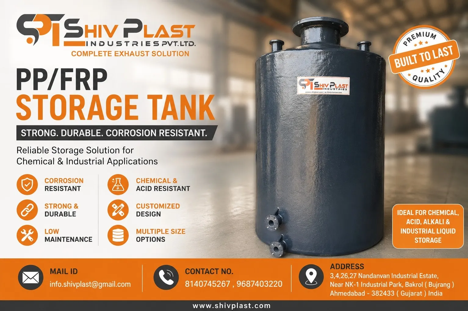 PP FRP STORAGE TANK