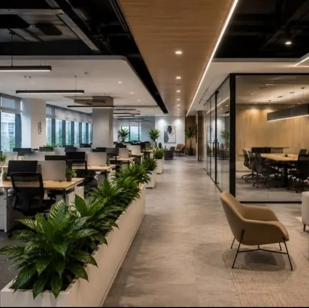 Open plan office workstation interior design