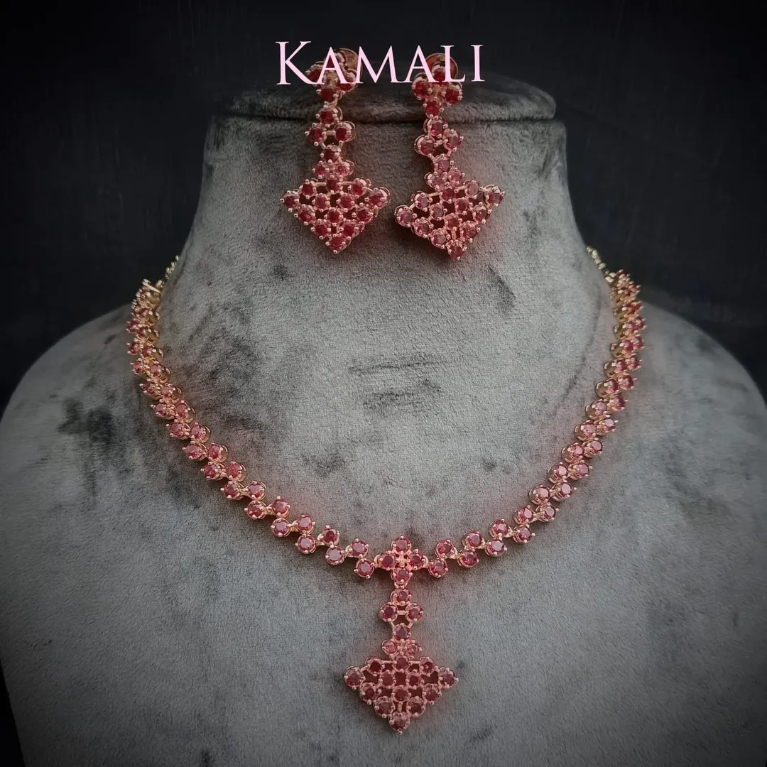 Ruby red Necklace - Hand Crafted Traditional Artificial Gold Plated Jewellery - Kamali 9944116790
F...