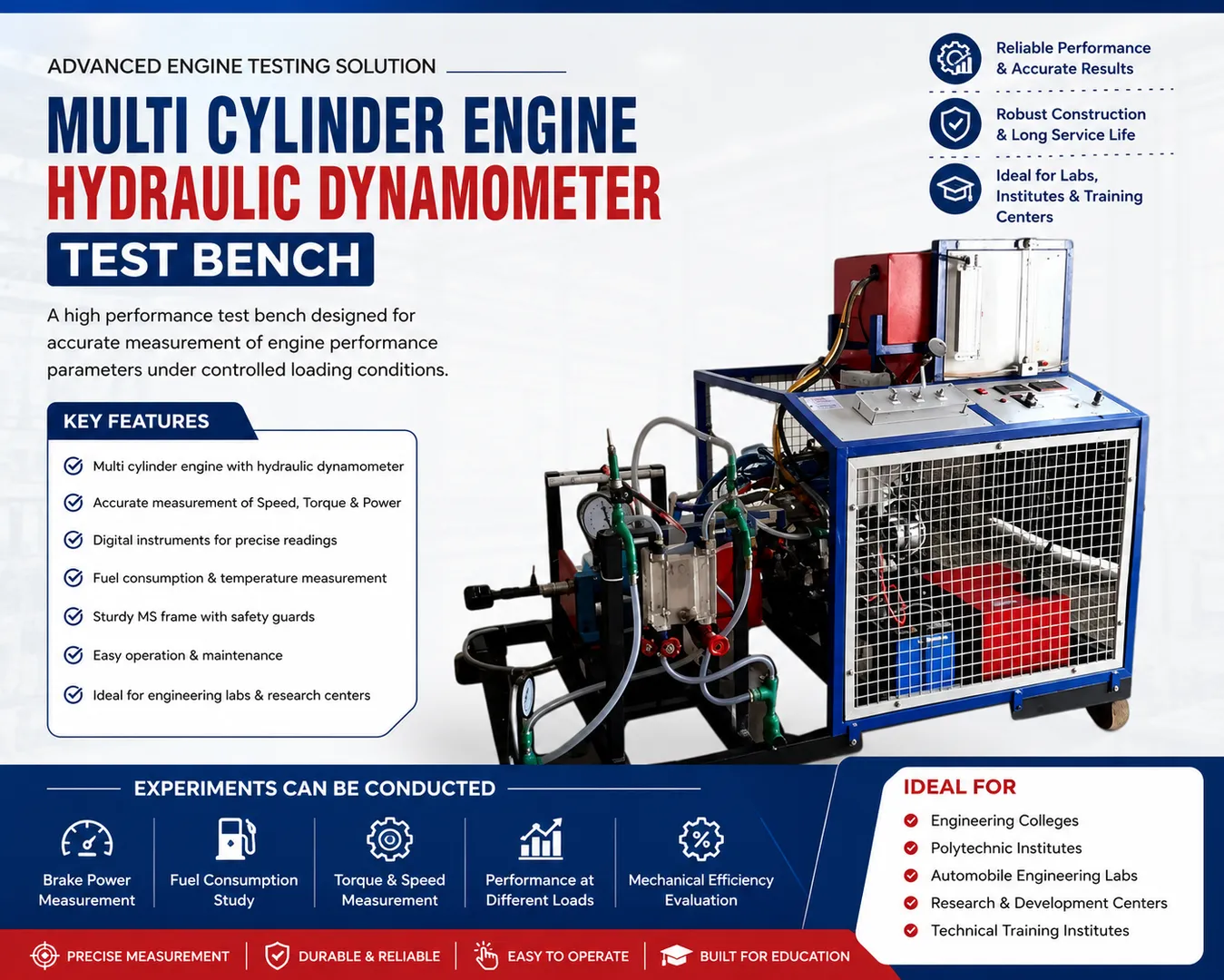 Multi Cylinder Engine Hydraulic Dynamometer Test Bench