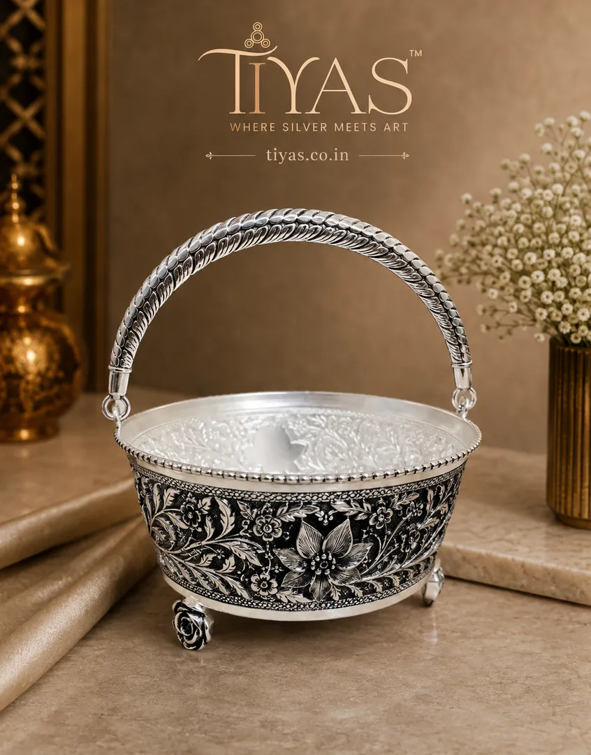 Silver flower basket