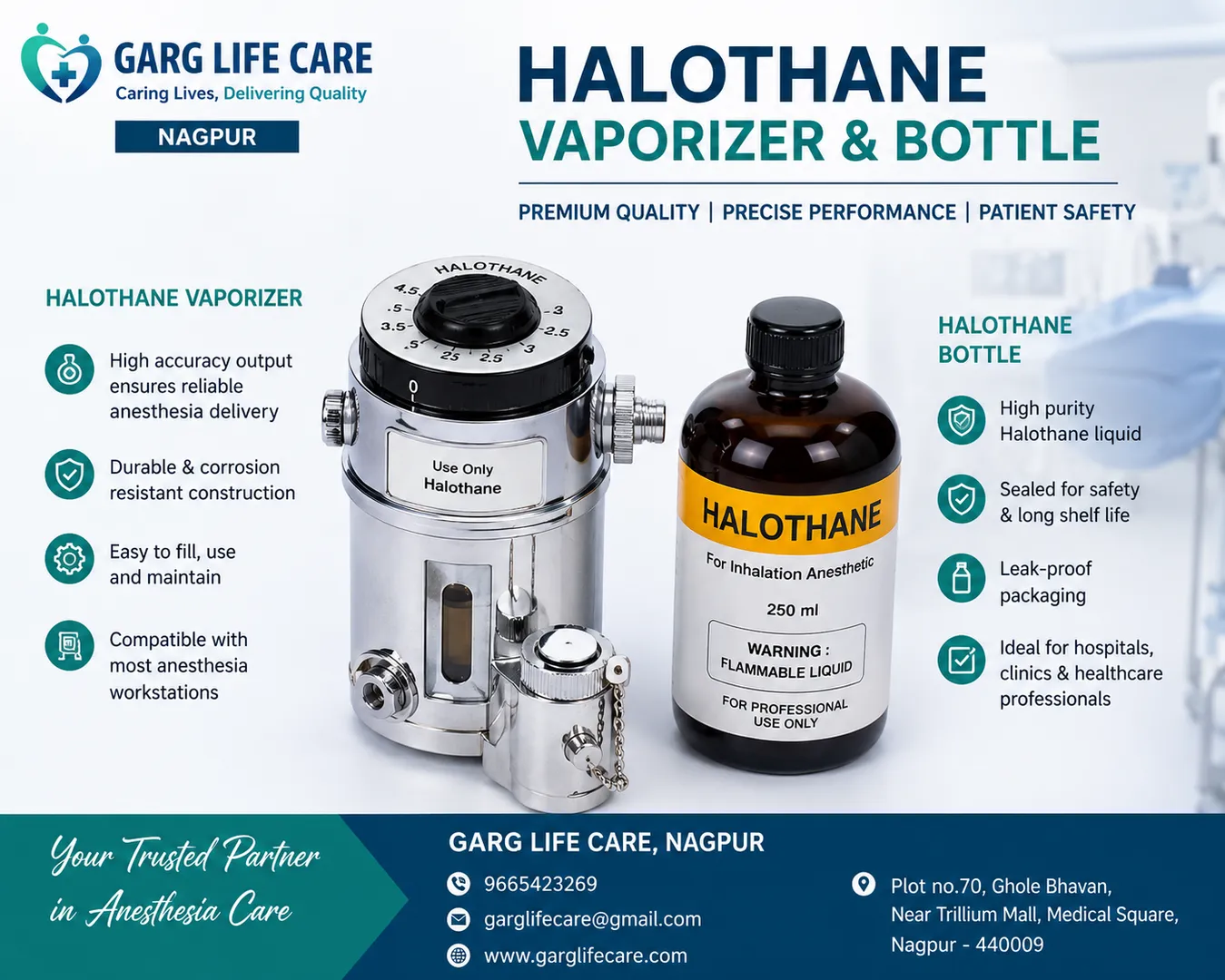 Halothane Vaporizer & Bottle