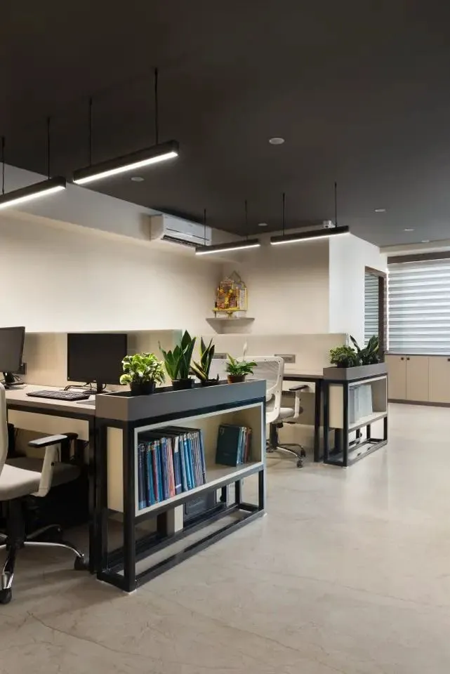 Efficient Office Storage Interior With Open Workstations Chennai