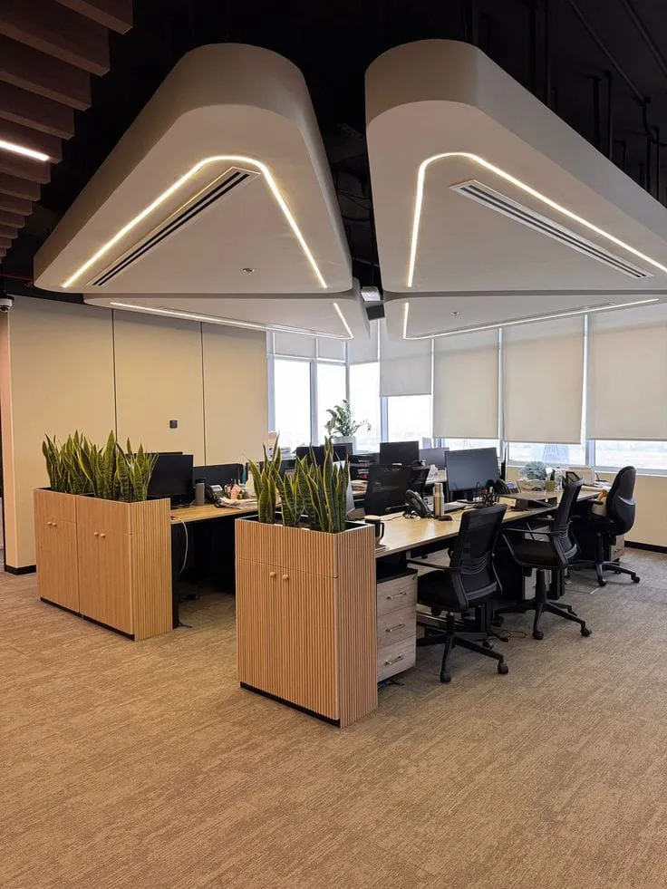 Office Interior With Planter Workstations Chennai