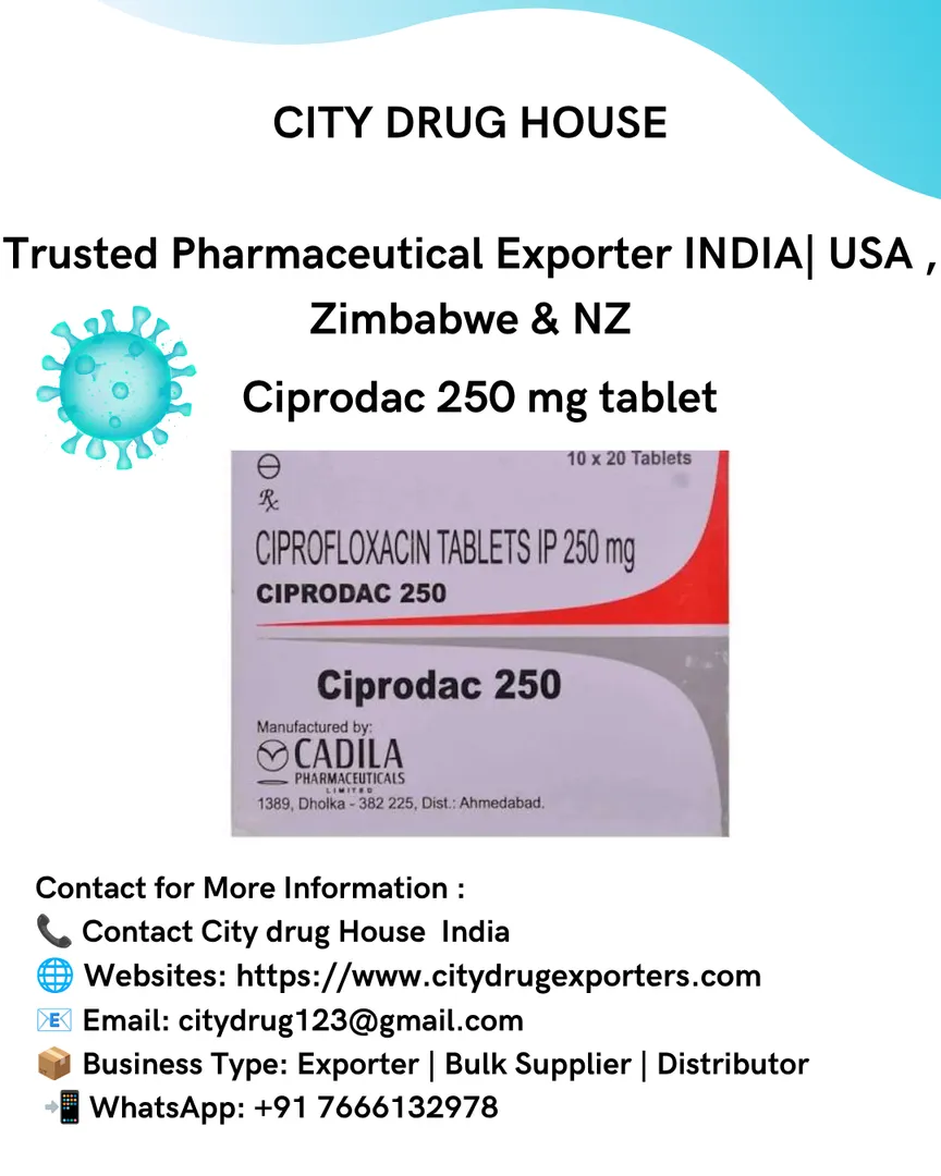 Ciprodac 250 mg Tablet Online | Ciprofloxacin 250 mg | City Drug House
