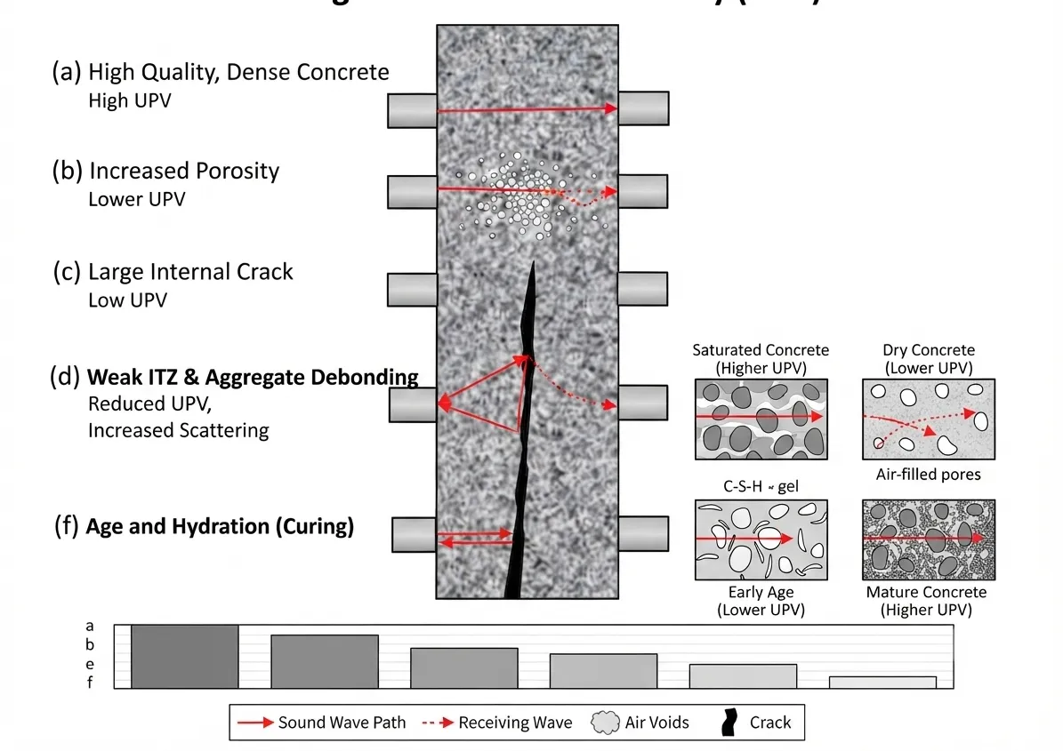 Effect of Concrete Quality and Microstructure on Ultrasonic Pulse Velocity
