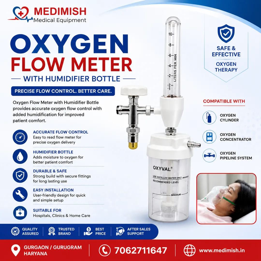 Oxygen Flow Meter with Humidifier Bottle in Gurgaon