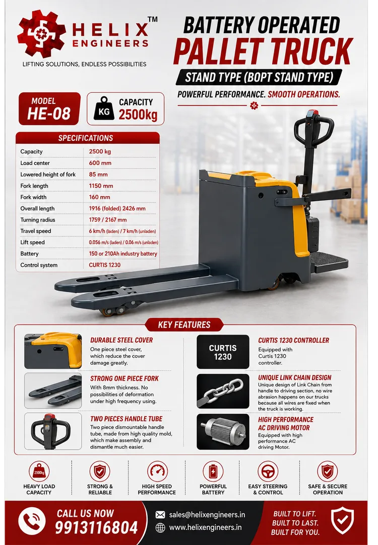 Fully Electric Pallet Truck Manufacturer & Supplier in India – Helix Engineers