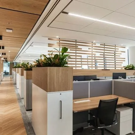 Decorative wooden slatted feature wall interior design