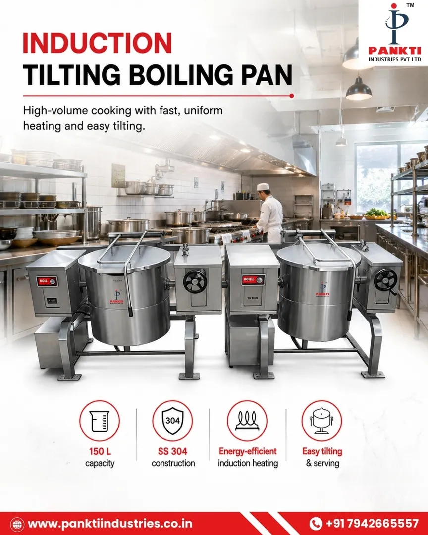 Induction Tilting Boiling Pan Manufacturer in Ahmedabad