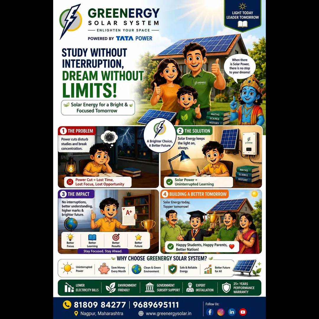 Bijli ka bill chill, Solar lagao! π
Aaj lagao Solar, kal ki tension ko karo bye-bye! π₯
β‘ Uninterr...