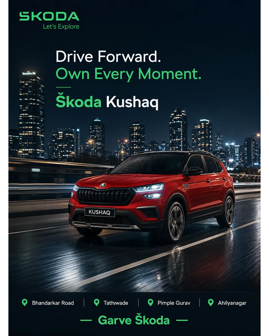 City Lights. Open Roads. Drive the Škoda Kushaq with Garve Škoda|Premium SUV Pune