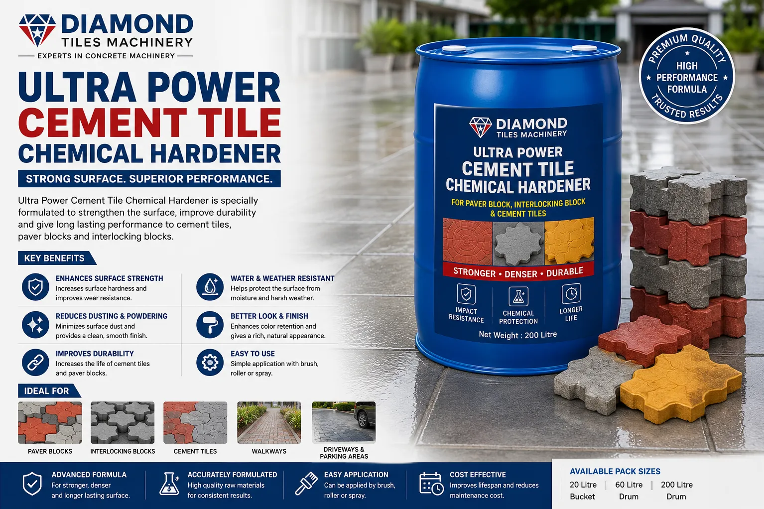 Ultra Power Cement Tile Chemical Hardener | Diamond Tiles Machinery
